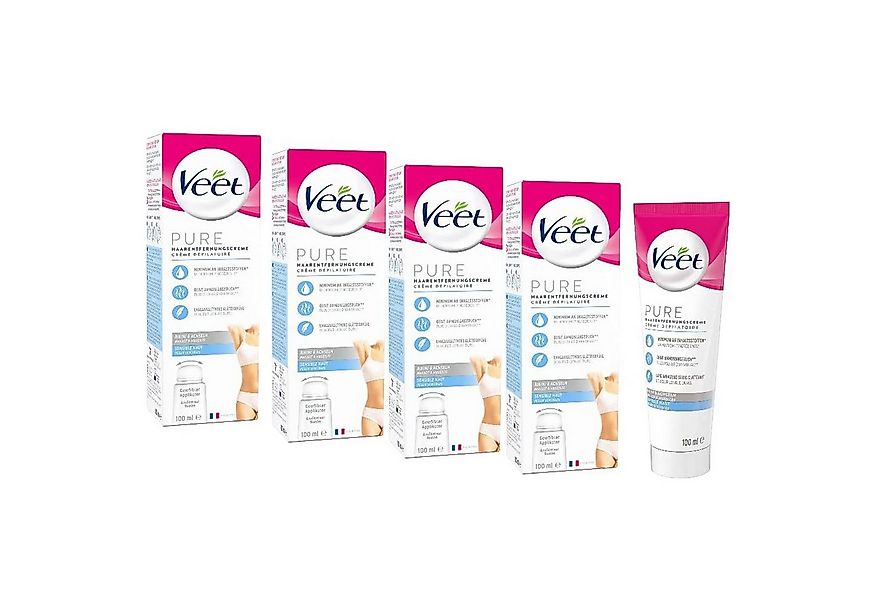 Veet Enthaarungscreme Bikini Zone & Achseln (4 x 100ml), Spar-Pack, 4 St., günstig online kaufen