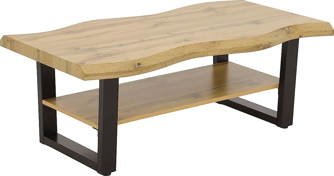 HELA Couchtisch GABRIEL, Ablageboden, Baumkantenoptik, U-Gestell günstig online kaufen