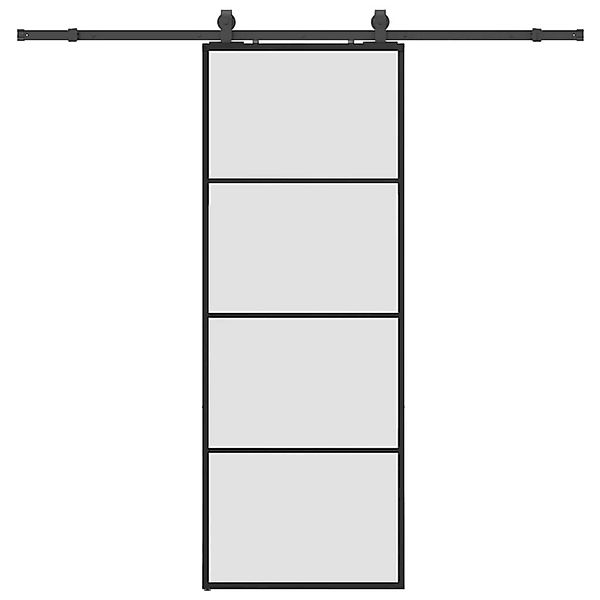 vidaXL Schiebetür mit Beschlag Schwarz 76x205 cm ESG-Glas 3375937 günstig online kaufen