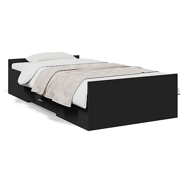vidaXL Bettgestell mit Schubladen Schwarz 100x200 cm Holzwerkstoff 3280329 günstig online kaufen