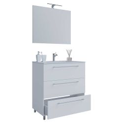Waschplatz Bad Set weiß in modernem Design 46 cm tief (zweiteilig) günstig online kaufen