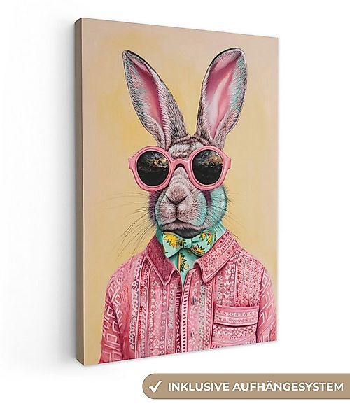 OneMillionCanvasses® Leinwandbild Grau - Kaninchen - Bluse - Fliege, Fotodr günstig online kaufen