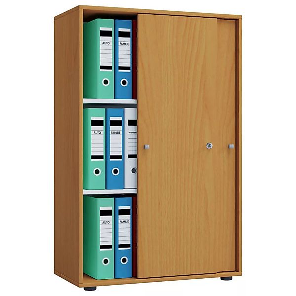 Büroschrank Lona XL mit Schiebetüren buche weiß B/H/T: ca. 70x110x37 cm günstig online kaufen