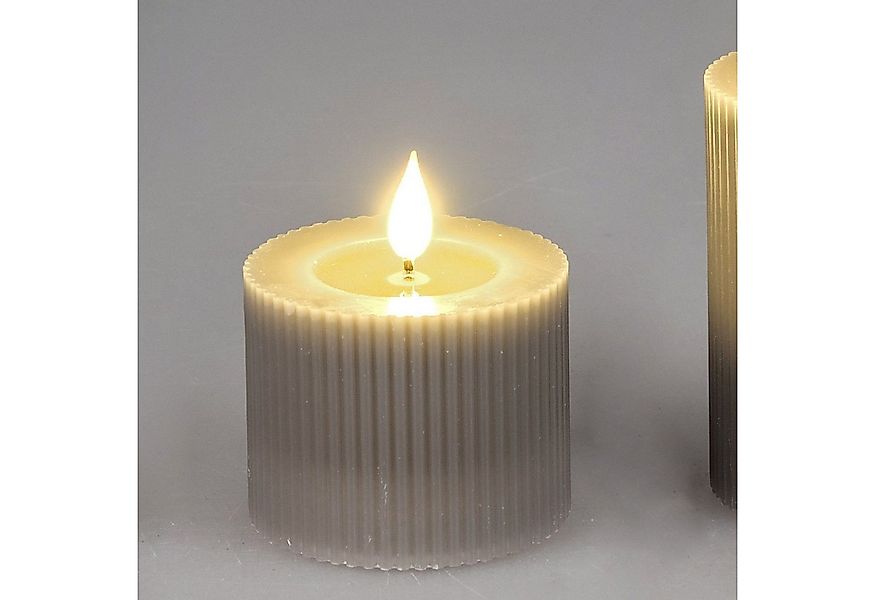 formano LED-Kerze Streifen, Mit Timerfunktion, Grau, Motiv: Rillen günstig online kaufen