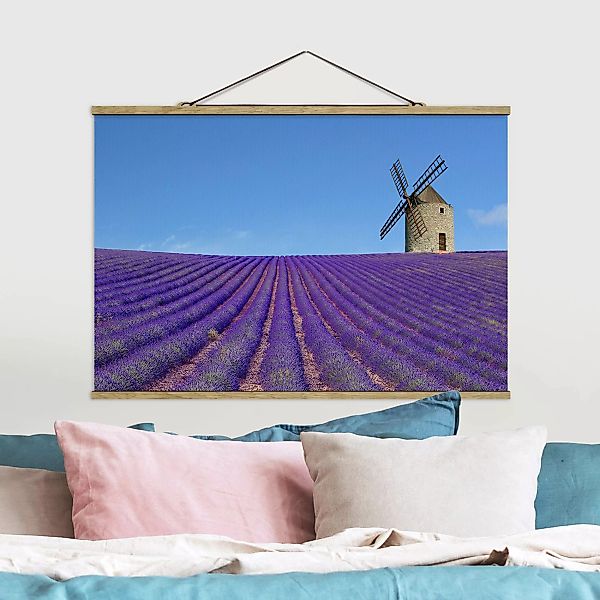 Stoffbild Landschaft mit Posterleisten - Querformat Lavendelduft in der Pro günstig online kaufen
