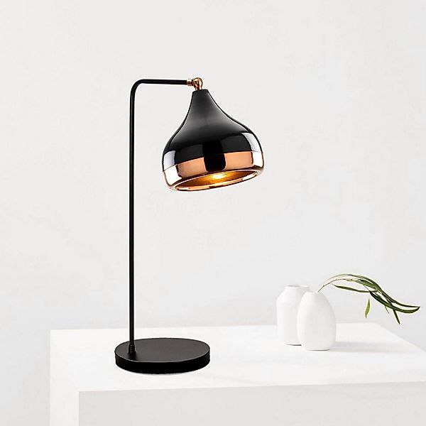 Tischleuchte Yildo, schwarz/kupfer, Metall, Höhe 52 cm günstig online kaufen