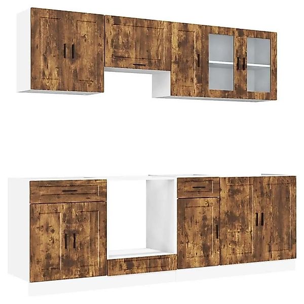 vidaXL 8 Tlg Küchenschrank-Set Porto Räuchereiche Holzwerkstoff 3314846 günstig online kaufen