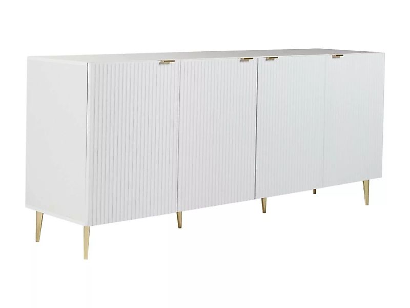 Sideboard mit 4 Türen - MDF & Stahl - Weiß & Goldfarben - YESINIA günstig online kaufen
