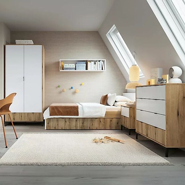 Jugendzimmer Komplett Set RISBY-129 mit Kleiderschrank und Bett 120x200 cm günstig online kaufen