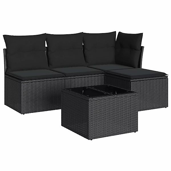 vidaXL 5-tlg Garten-Sofagarnitur mit Kissen Schwarz Poly Rattan Modell 33 günstig online kaufen