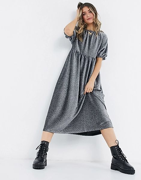 ASOS DESIGN – Silber glitzerndes Midi-Hängerkleid mit gerafftem Ausschnitt günstig online kaufen