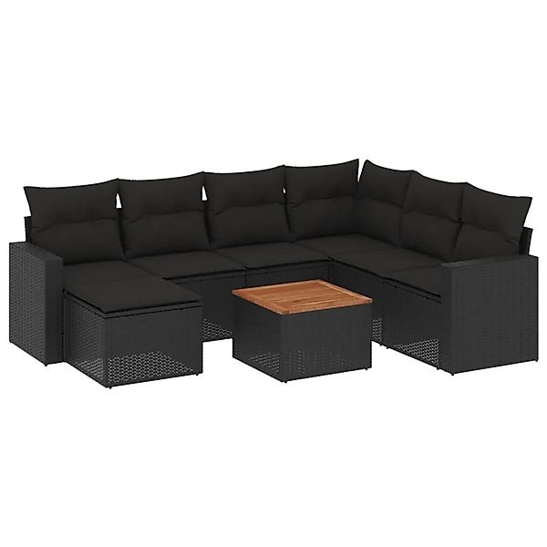 vidaXL 8-Tlg Garten-Sofagarnitur mit Kissen Schwarz Poly Rattan 3256566 günstig online kaufen