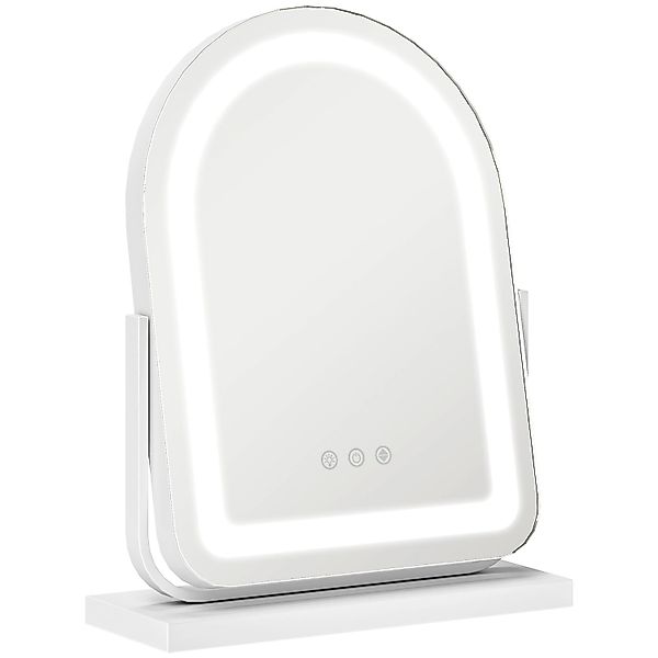 HOMCOM Kosmetikspiegel 3 Lichtfarben Glas Weiß 33L x 12B x 44,5H cm günstig online kaufen