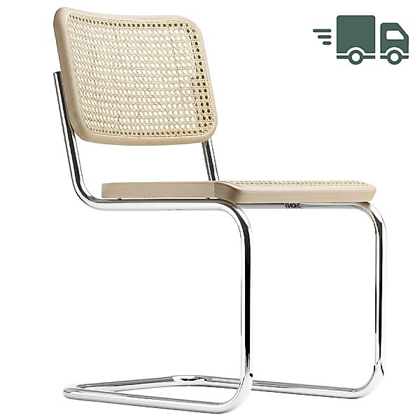 THONET S 32 V | Buche natur | Stahlrohr-Freischwinger | Gestell verchromt günstig online kaufen