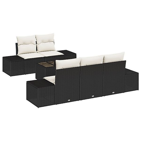 vidaXL Loungesofa 6-teiliges Garten-Sofa-Set mit Kissen, Schwarz Poly-Ratta günstig online kaufen