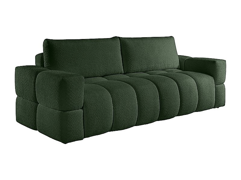 Sofa 3-Sitzer mit Schlaffunktion - Bouclé-Stoff - Grün - ISSORO II günstig online kaufen