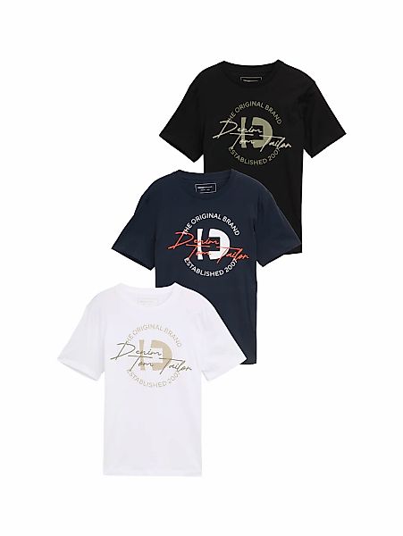 TOM TAILOR Denim T-Shirt, 3 Stk. mit Print günstig online kaufen
