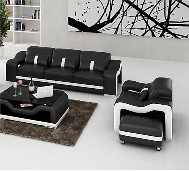 JVmoebel Sofa Designer schwarze 3+1 Sitzer Sofagarnitur Polstermöbel Couch günstig online kaufen