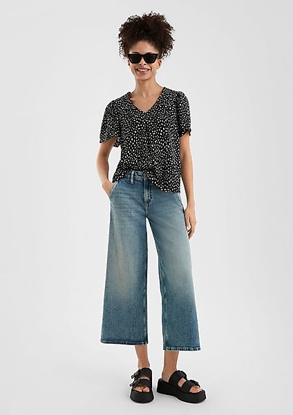 QS Kurzarmbluse Viskose Bluse mit All-over-Print günstig online kaufen