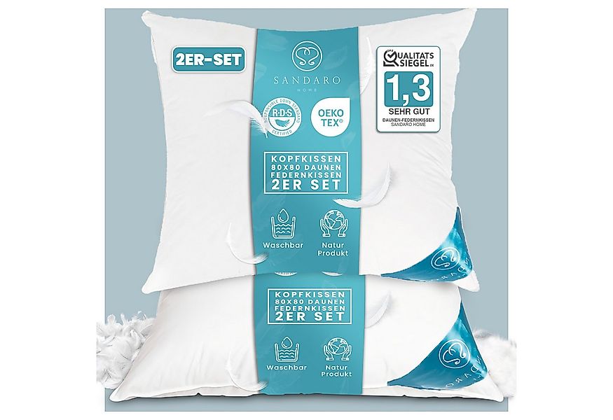 Sandaro Home Daunenkissen 1200 gr, 3-KAMMERN KISSEN, 80 x 80 cm 2er SET, Be günstig online kaufen