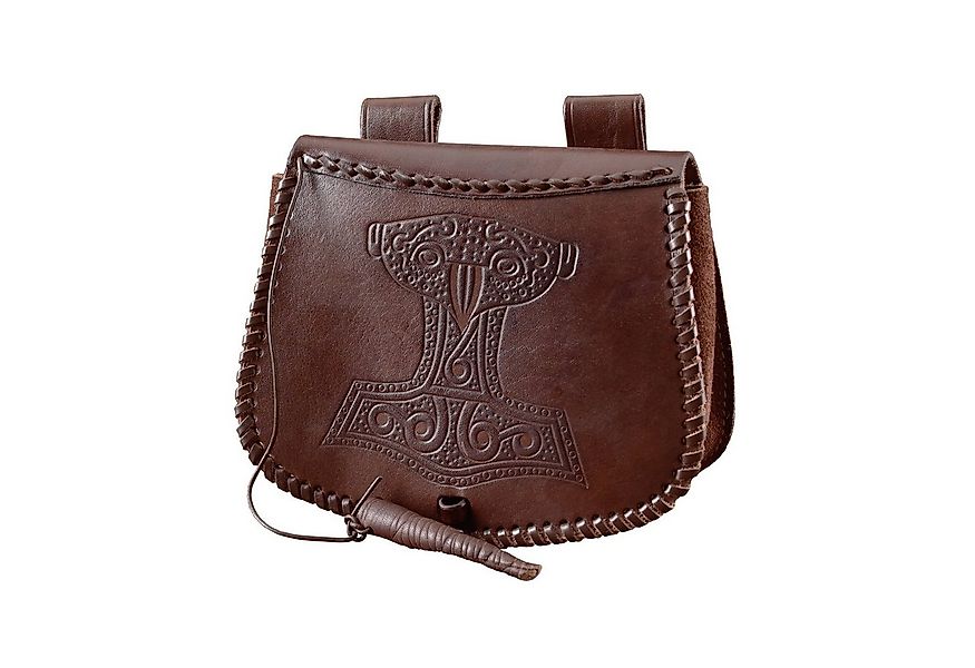 Battle Merchant Ritter-Kostüm Gürteltasche mit Thorshammer-Prägung, Leder günstig online kaufen
