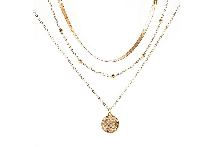 KARMA Kette mit Anhänger Halskette Damen mehrreihig Gold Damenhalskette (me günstig online kaufen