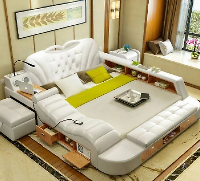 JVmoebel Bett, Doppel Luxus Design Leder Bett Polster Betten Moderne Multif günstig online kaufen