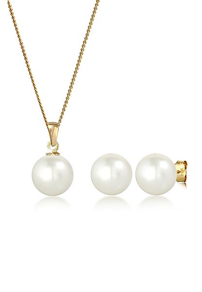 Elli Premium Schmuckset Süßwasserzuchtperle 585 Gelbgold günstig online kaufen