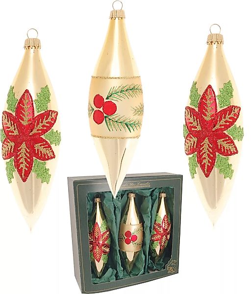 Krebs Glas Lauscha Christbaumschmuck "Weihnachtsstern & Beeren, in Olivenfo günstig online kaufen