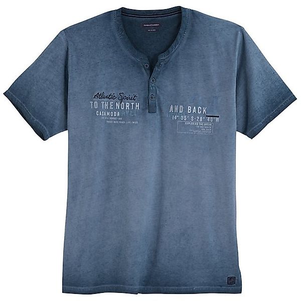 CASAMODA Rundhalsshirt Große Größen Herren Henley T-Shirt blau Used-Look be günstig online kaufen