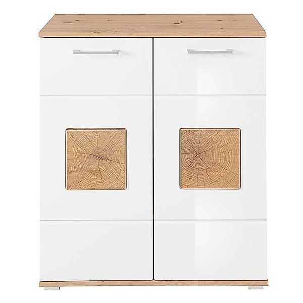Schuhgarderobe Schrank in Wildeichefarben & Weiß Drehtüren günstig online kaufen