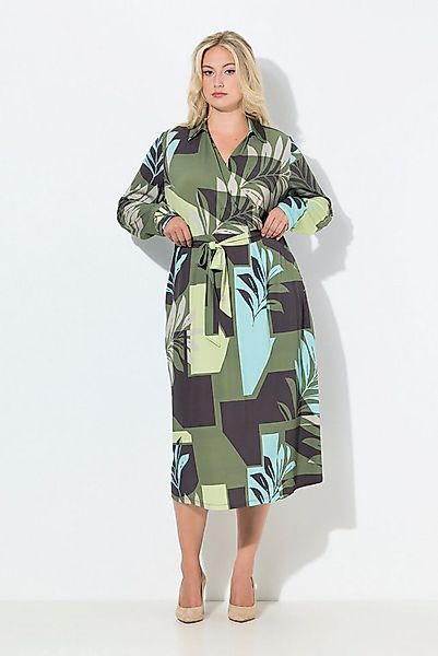 Ulla Popken Minikleid Midikleid Blätter Hemdkragen Langarm Taschen günstig online kaufen