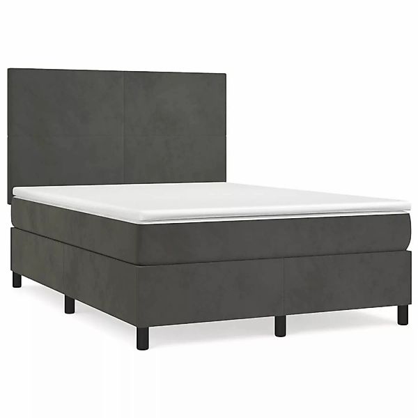 vidaXL Boxspringbett mit Matratze Dunkelgrau 140x190 cm Samt1399779 günstig online kaufen