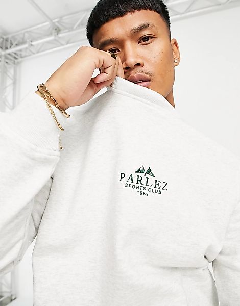 Parlez – Sweatshirt in Grau mit „Sports Club“-Stickerei günstig online kaufen