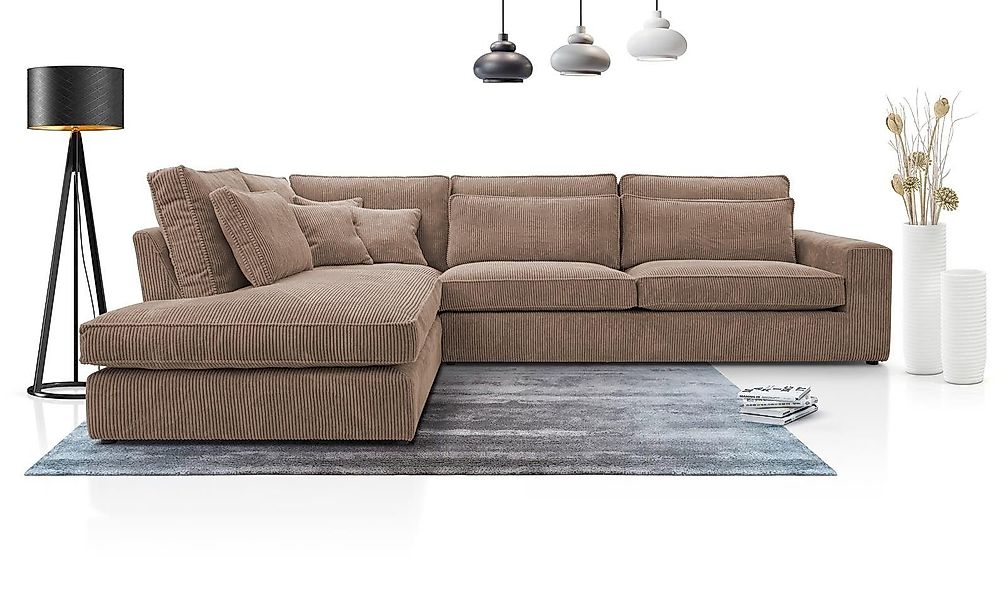 Beautysofa Ecksofa Gepolstertes mit dekorativen Kissen günstig online kaufen