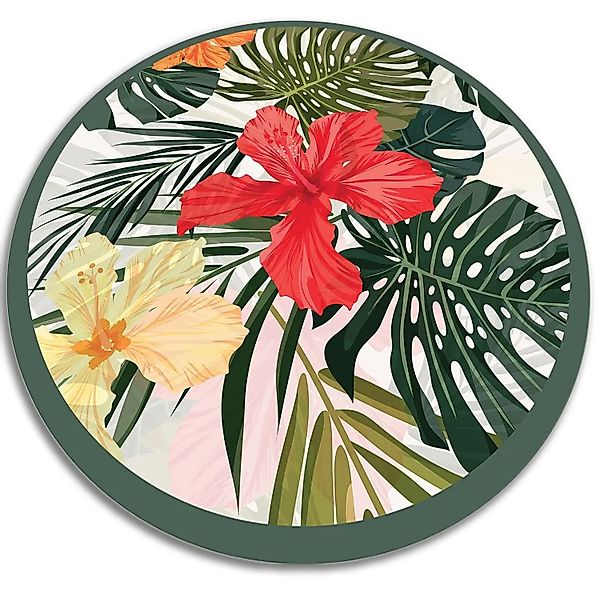 Tulup Teppich Paradiesblumen PVC Mat 100x100 cm Grün Tapijt Vinyl PVC Tapij günstig online kaufen