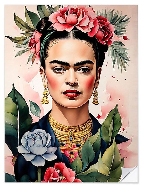 Posterlounge Wandbild Frida Kahlo mit Rosen, günstig online kaufen