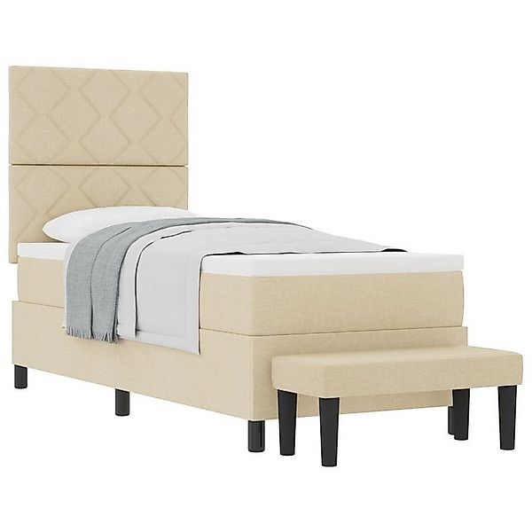 vidaXL Bett Boxspringbett mit Matratze und Bank Creme 80x200 cm Stoff (2-tl günstig online kaufen