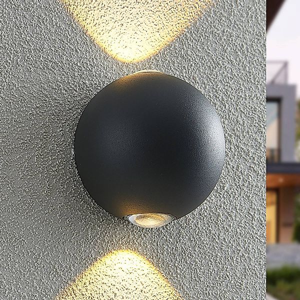 Lindby Esmani LED-Wandlampe rund 2-fl, dunkelgrau günstig online kaufen