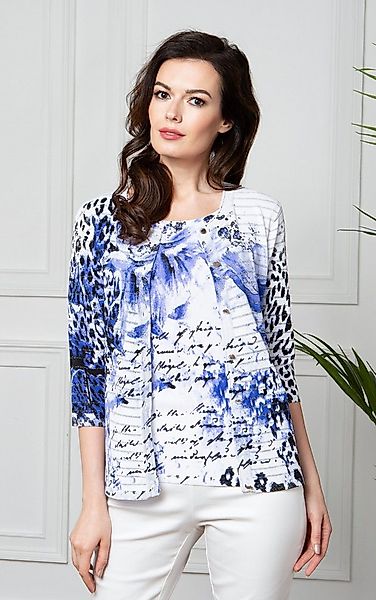 Passioni 2-in-1-Strickjacke Twinset mit Kalligraphie- und Leoprint günstig online kaufen