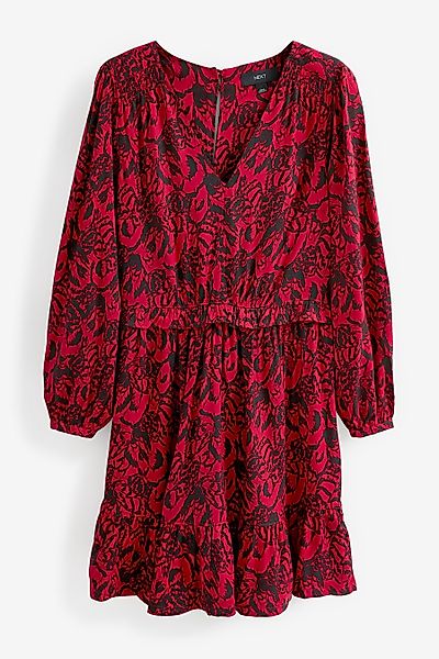 Next Minikleid Langärmeliges Minikleid mit V-Ausschnitt, günstig online kaufen