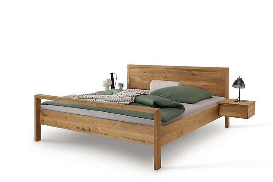 Natur24 Einzelbett Doppelbett Bett Aalbe 160x200 Eiche Massiv Holzkopfteil günstig online kaufen