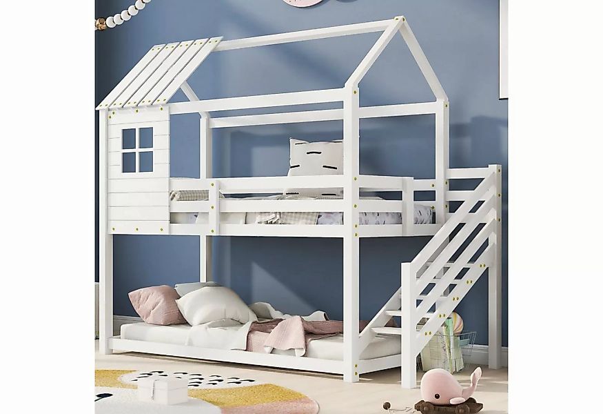 WISHDOR Kinderbett Jugendbett, Hausbett, Rahmen aus Kiefer, weiß (200x90cm) günstig online kaufen