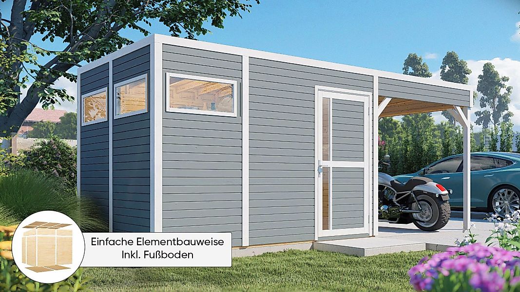 KONIFERA Gartenhaus "Cubus 3 Lounge", mit Anbaudach günstig online kaufen