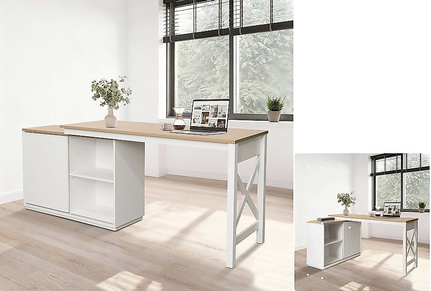 OTTO home Eckschreibtisch SILBA, mit Schiebetür, Breite: 140 cm, auch als S günstig online kaufen