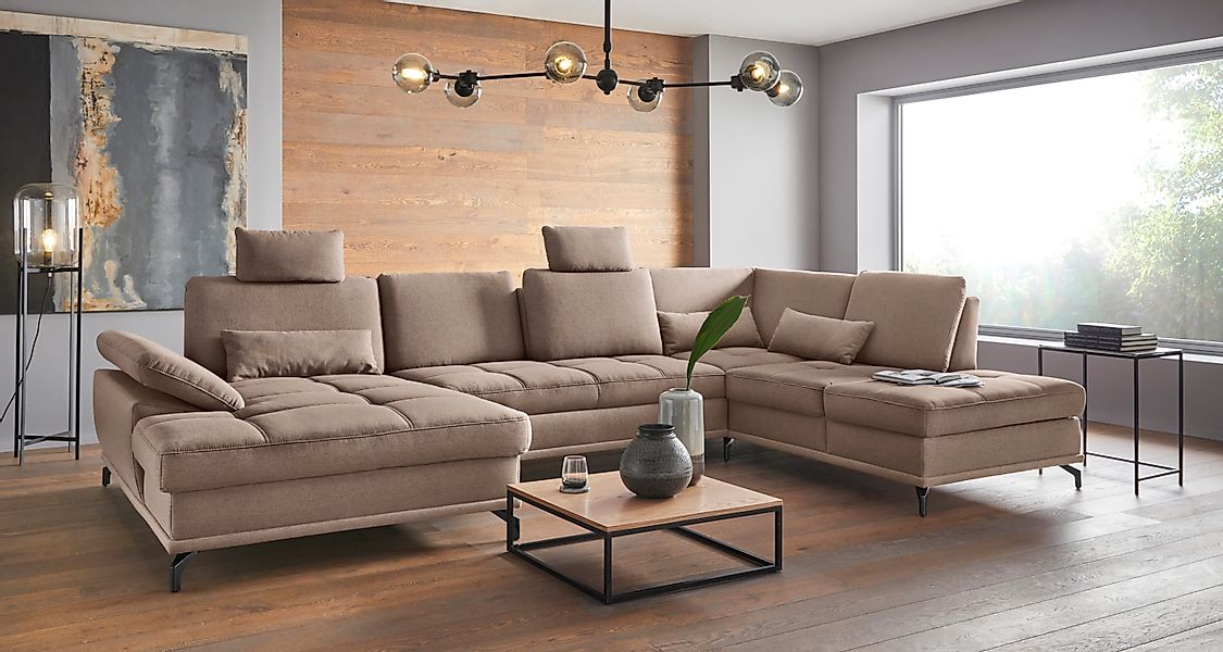 PLACES OF STYLE Wohnlandschaft "Costello U-Form, B: 363 cm mit Sitztiefen-, günstig online kaufen