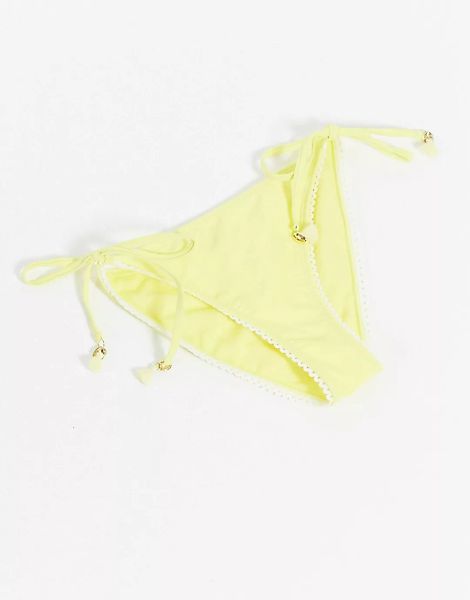 River Island – Geformte, strukturierte Triangel-Bikinihose in Gelb günstig online kaufen