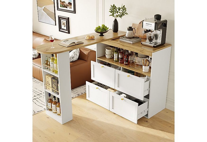 MODFU Bartisch 360° drehbare (drehbar Sideboard, Esstisch, 4 Schubladen und günstig online kaufen