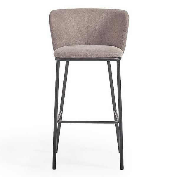 Designbarhocker mit 75 cm Sitzhöhe Chenillegewebe und Metall (2er Set) günstig online kaufen