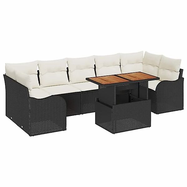 vidaXL Gartensofa-Set mit Kissen 8 Stk Schwarz und Creme Poly-Rattan 334942 günstig online kaufen